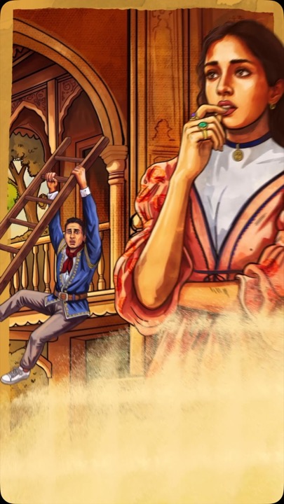Painted trailer artwork: Romeo climbing a ladder to Juliet on the balcony