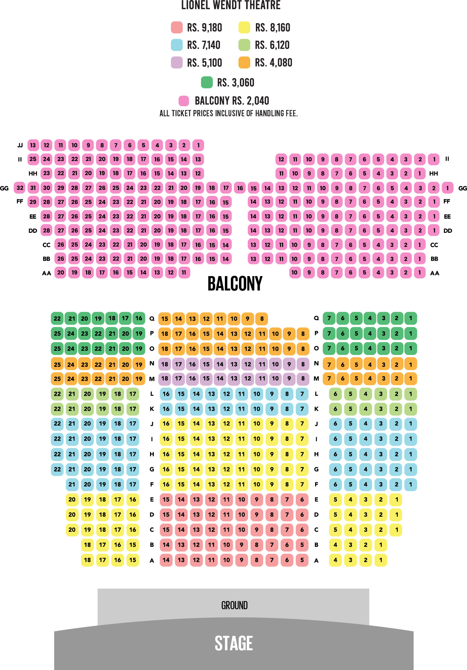 Seating Plan - Lionel Wendt Theatre